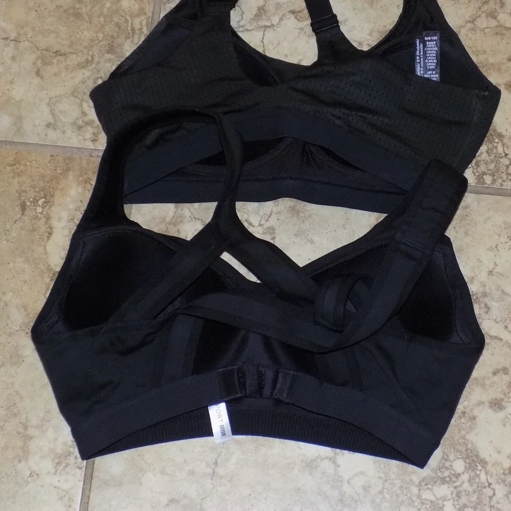 Victoria Secret VSX Sport‎ Bra Bundle Women 32C Black Excellent Mesh Crossback